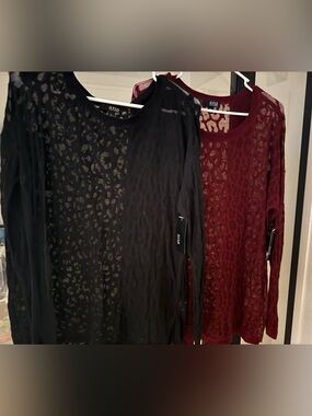 Women Animal See-Through Long Sleeve Set Black/Wine - Size L & XL - New w/tag